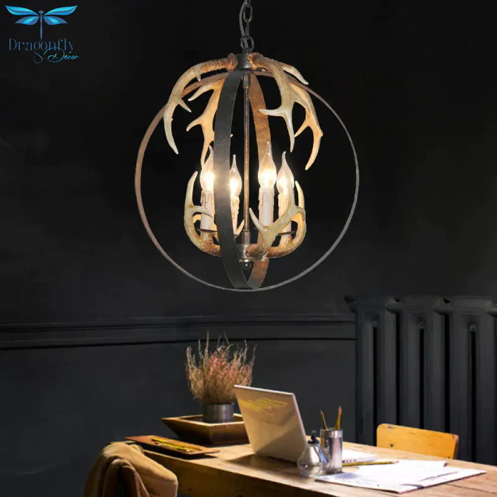 4/8 Lights Metal Chandelier Lighting Vintage Rust Round Dining Room Hanging Ceiling Fixture
