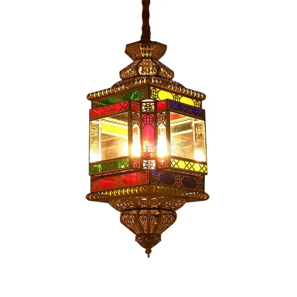 4 Bulbs Metal Pendant Chandelier Vintage Brass Lantern Dining Room Arab Ceiling Lamp