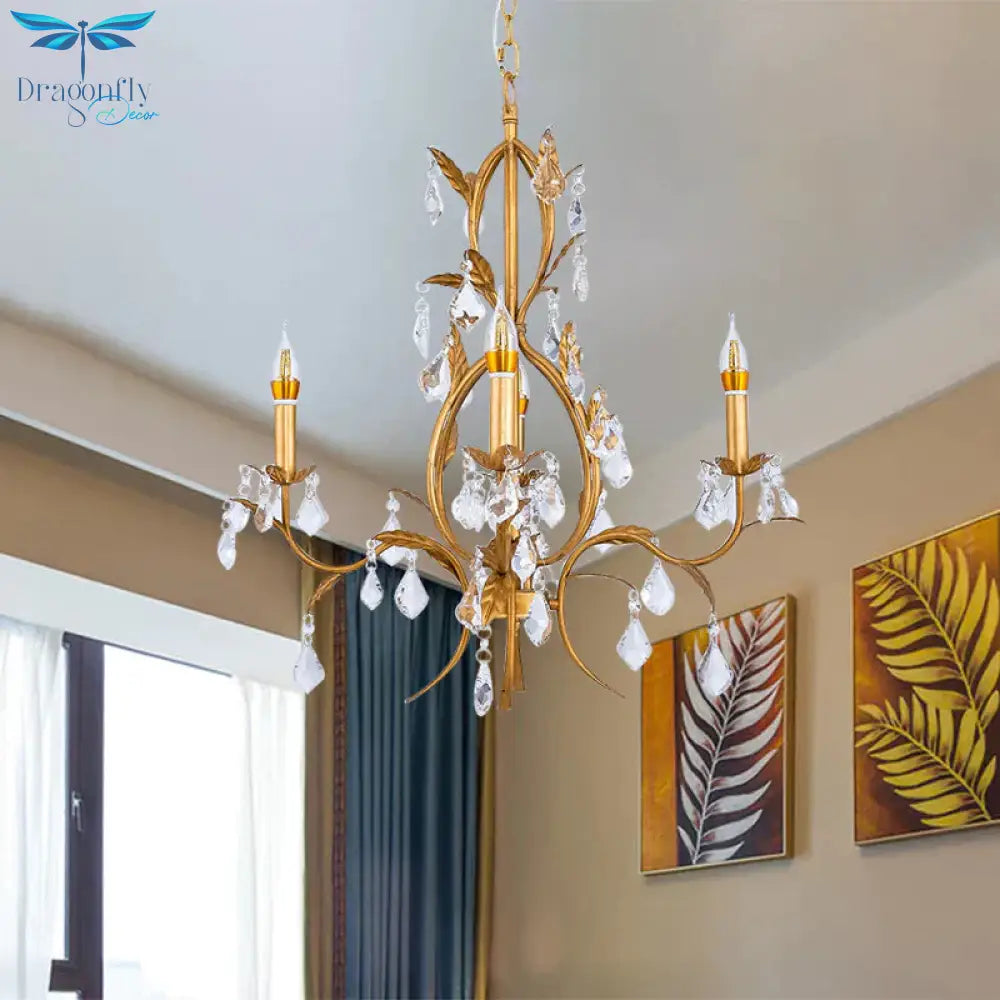 4 Lights Ceiling Pendant Light Contemporary Candlestick Crystal Drip Classic Chandelier Lighting