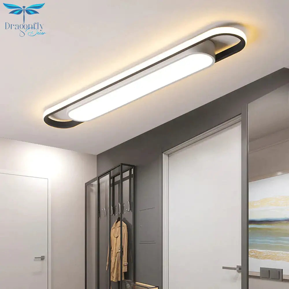 400/600/800Mm Modern Led Ceiling Lights For Bedroom Carridor Foyer Black + White Painted Lamp