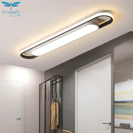 400/600/800Mm Modern Led Ceiling Lights For Bedroom Carridor Foyer Black + White Painted Lamp
