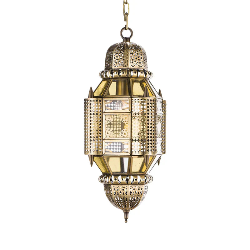 Lantern Metal Hanging Chandelier Arab 3 Bulbs Hallway Ceiling Pendant Lamp In Brass