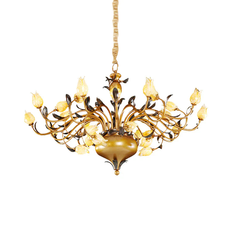 Brass 30 Heads Chandelier Lighting Vintage Metal Tulip Led Pendant Ceiling Light For Living Room