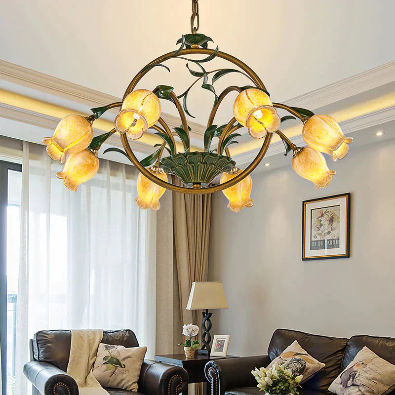 Metal Tulip Ceiling Chandelier Romantic Pastoral 6/8/10 Bulbs Living Room Led Hanging Pendant Light