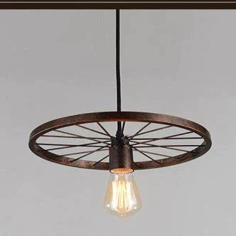 Antique Wheel Chandelier Creative Personality Retro Restaurant Bar Wrought Iron Pendant