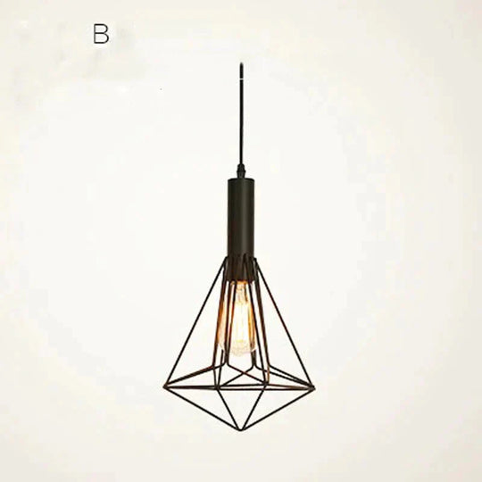 Decorative Chandelier Creative Post - Modern Restaurant Bar Iron Single Dia Deng Retro Lamps Head B