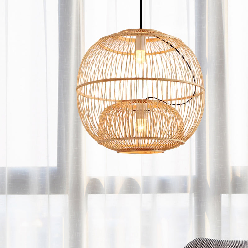 Kaffaljidhma - Bamboo Shade Pendant Lighting Contemporary Style Beige Hanging Lamp