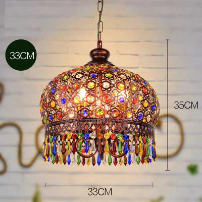 Bohemian Crystal Pendant Lamp Light Wrought Iron Lamps Lights For Kitchen Island Dining Living Room