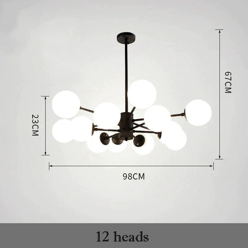 Nordic Living Room Chandelier Light Luxury Lamps Black / 12 Heads Trichromatic Light Pendant
