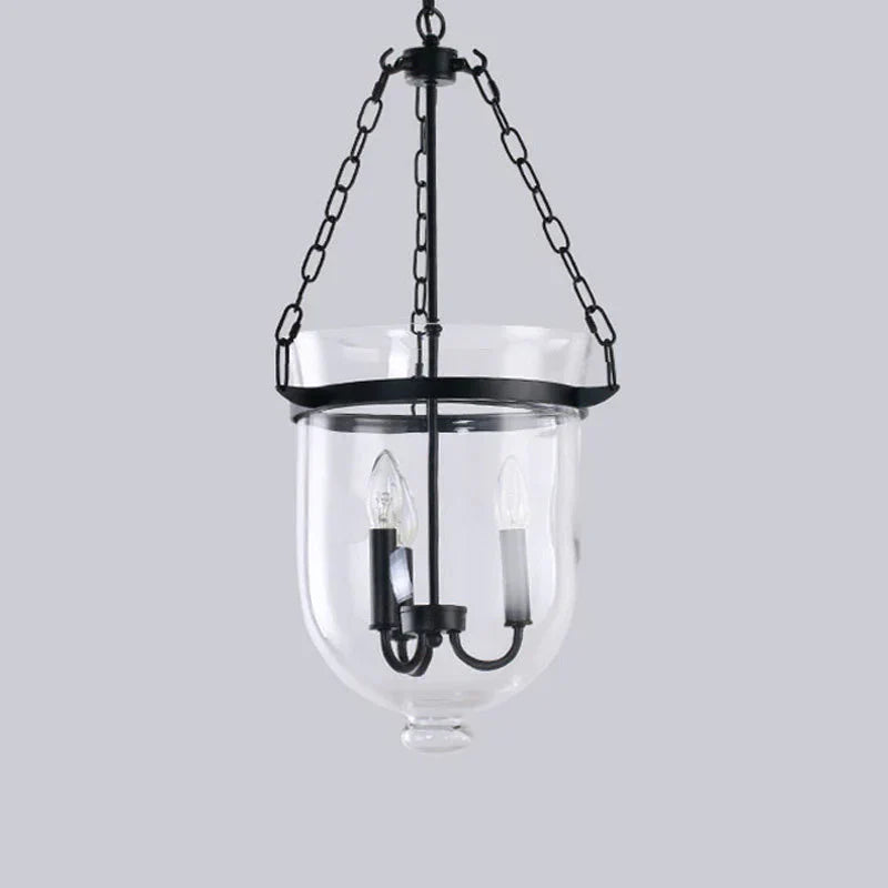 Round American Country Glass Chandelier Candle Lamp Bucket Pendant