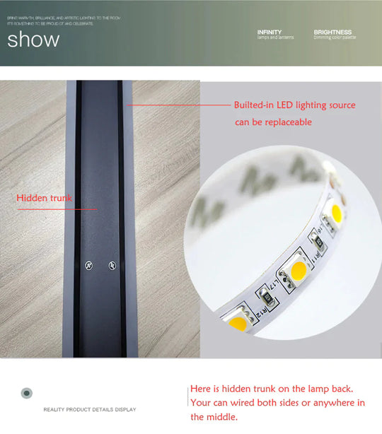 Modern Waterproof Outdoor Long Strip Led Wall Lamp Ip65 Aluminum Wall Light Garden Porch Sconce