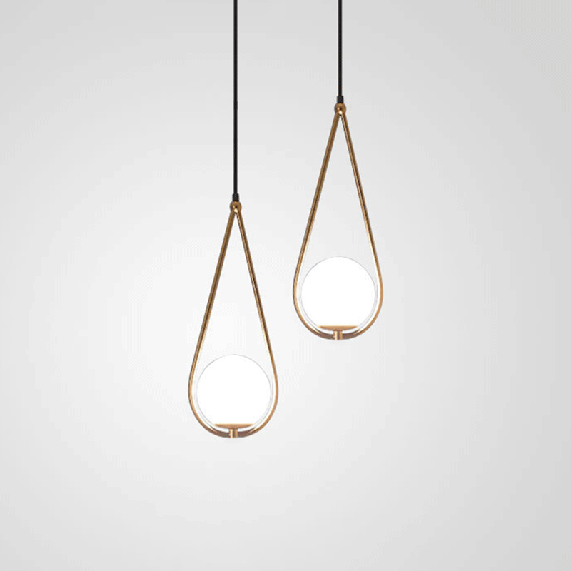 Viviana - Metal Teardrop Hanging Ceiling Light Minimalism 1 Bulb Brass Finish Drop Pendant With