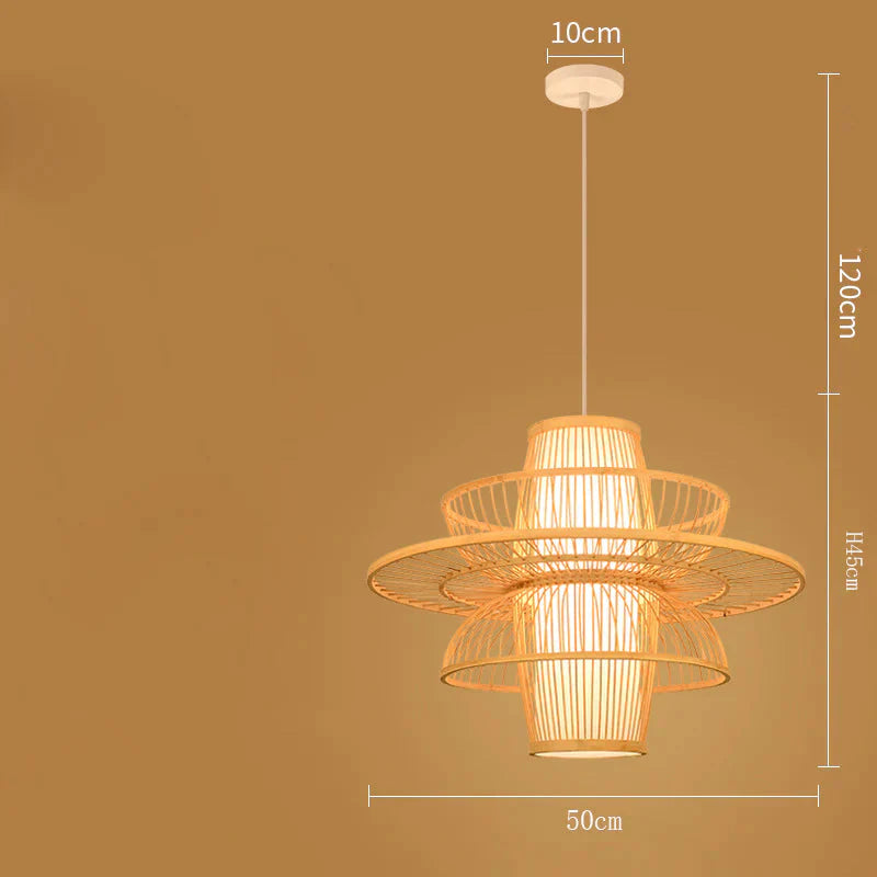 Bamboo Lanterns Restaurant Simple Tearoom Home Stay Chandelier As Show / Dia50Cm No Bulb Pendant