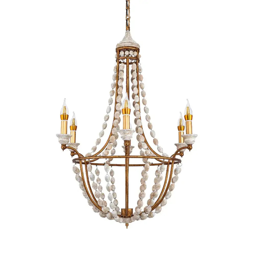 5 Bulbs Candle Ceiling Chandelier Traditional Metal Suspended Lighting Fixture In Rust
