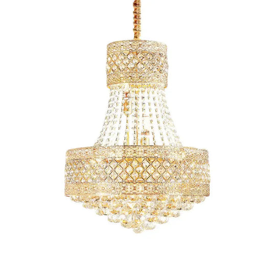 5 Bulbs Empire Style Drop Lamp Baroque Gold Opulent Crystal Chandelier Pendant Light