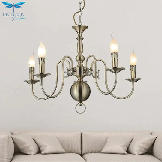 5 Lights Ceiling Light Traditional Swirled Arm Metal Hanging Chandelier In Chrome For Living Room