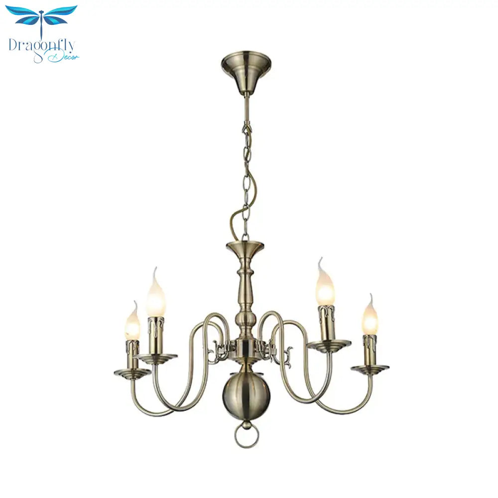 5 Lights Ceiling Light Traditional Swirled Arm Metal Hanging Chandelier In Chrome For Living Room