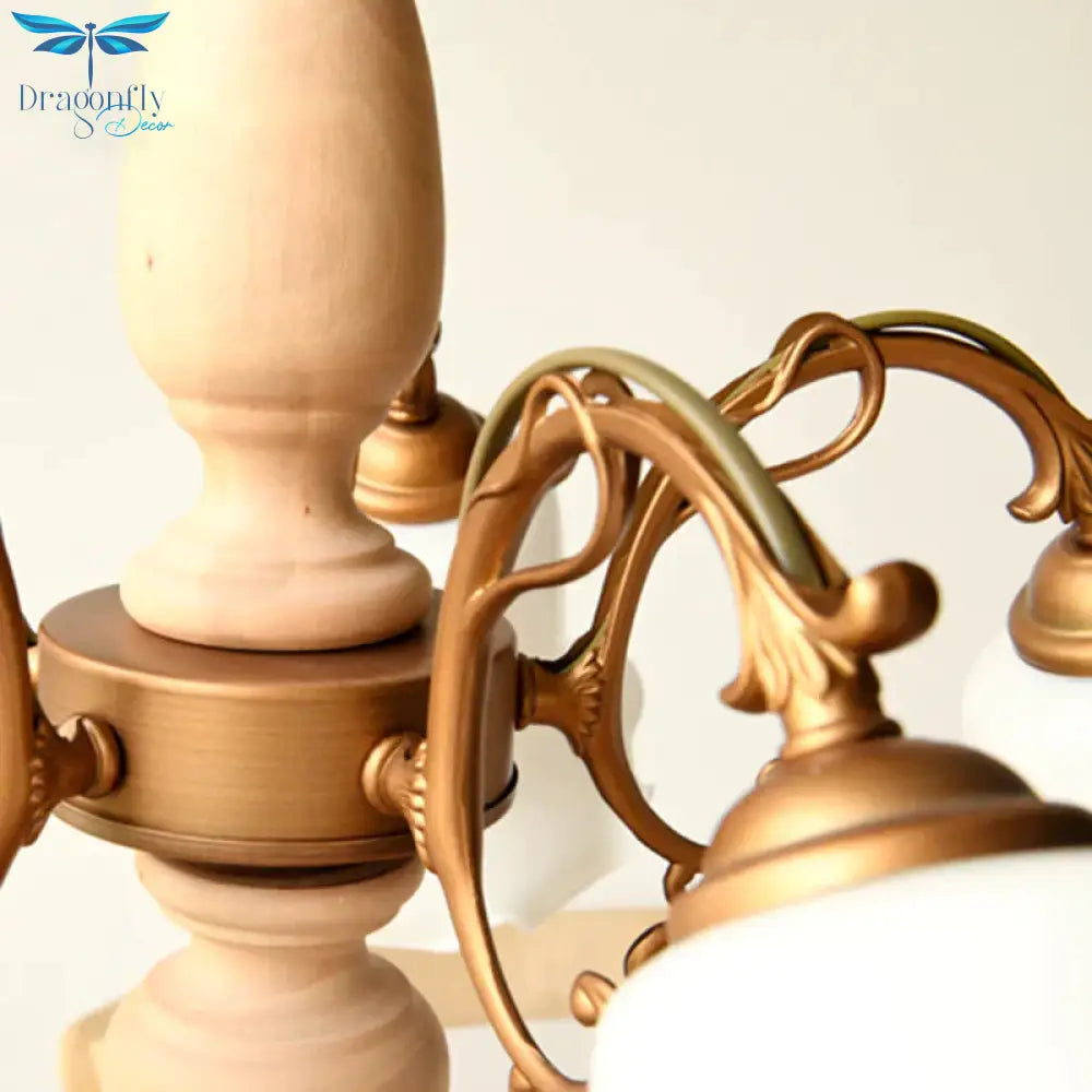 5 Lights Chandelier Light With Scalloped Metal Shade Traditional Dining Room Ceiling Lamp In