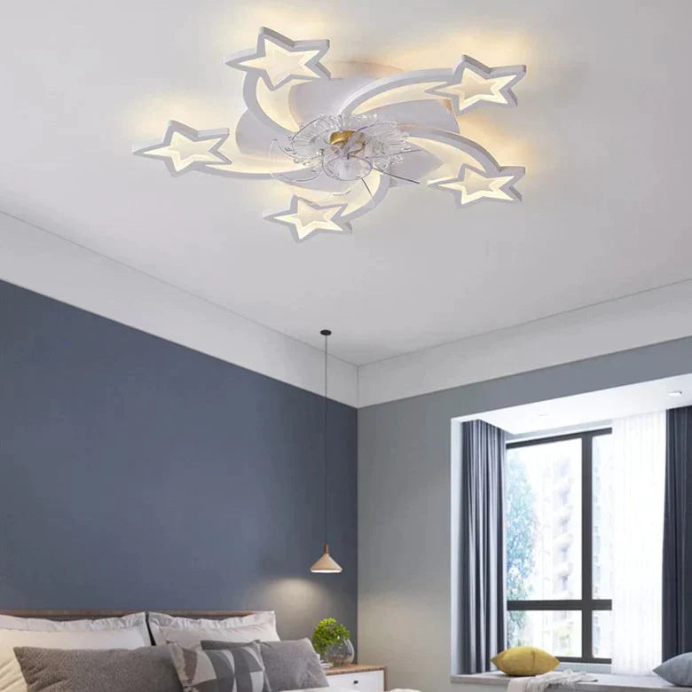 Living Room Simple Led Creative Mute Bedroom Ceiling Fan Lamp