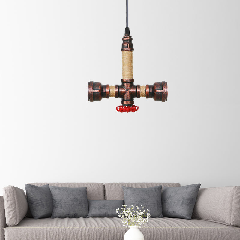 Cristina - Vintage 2/3 Heads Pendant Chandelier Water Pipe Metallic Hanging Ceiling Light In Rust