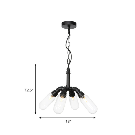 Elisa - Vintage Water Pipe Chandelier Pendant Light 2/3/4 - Light Iron Led Hanging Ceiling Lamp In