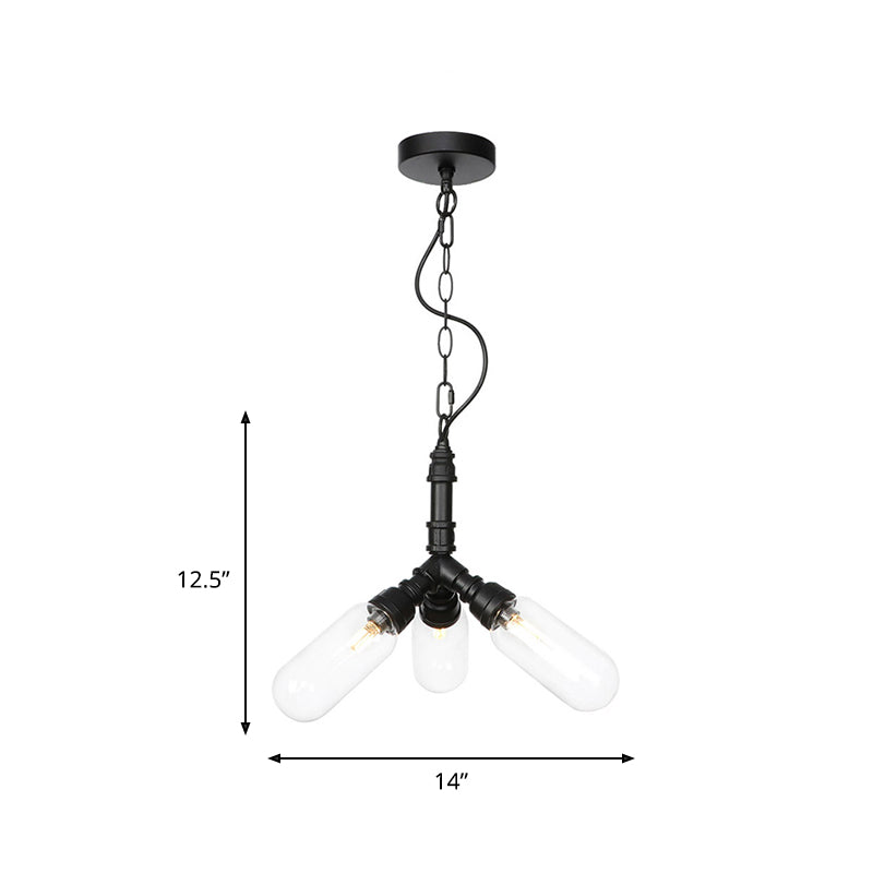 Elisa - Vintage Water Pipe Chandelier Pendant Light 2/3/4 - Light Iron Led Hanging Ceiling Lamp In