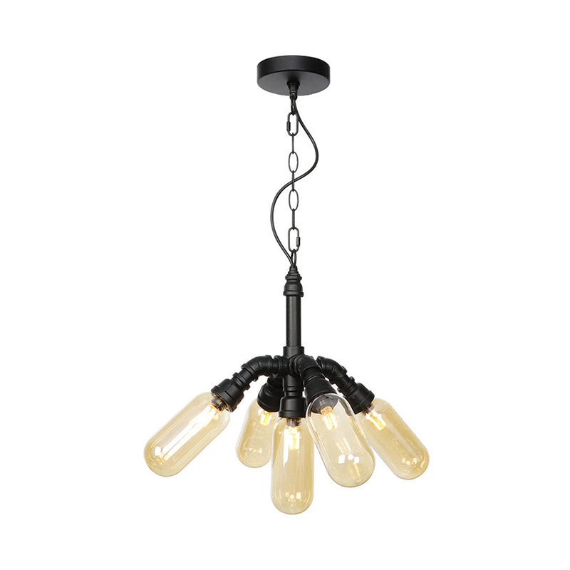 Laura - Antiqued 2/3/5 Heads Metal Hanging Light Black Finish Sputnik Pipe Bar Chandelier With