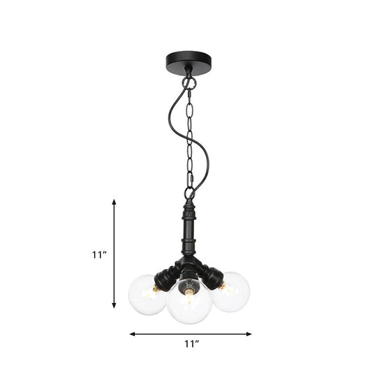 Rolande - Industrial Black Clear Glass Led Suspension Light