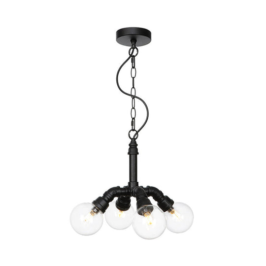 Rolande - Industrial Black Clear Glass Led Suspension Light / D