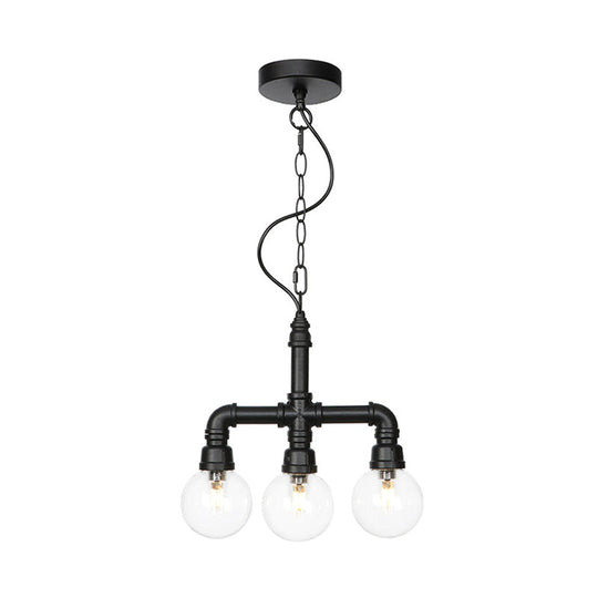 Praecipua - Black Metallic Hanging Lighting Piping 3/4 Heads Vintage Led Chandelier Pendant Lamp