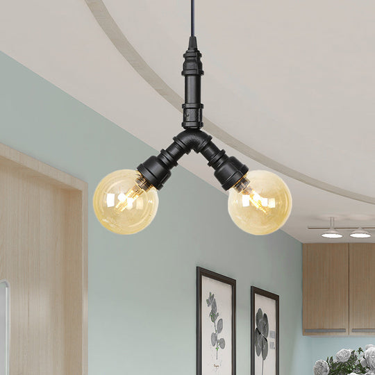 Maasym - Antiqued 2/3/4 - Bulb Chandelier Coffee House Led Ceiling Pendant Light With Sphere Amber