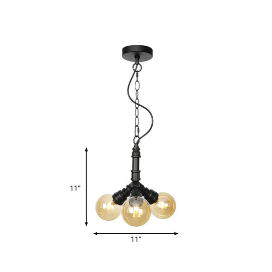 Maasym - Antiqued 2/3/4 - Bulb Chandelier Coffee House Led Ceiling Pendant Light With Sphere Amber