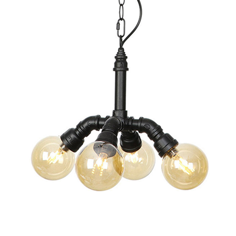 Maasym - Antiqued 2/3/4 - Bulb Chandelier Coffee House Led Ceiling Pendant Light With Sphere Amber