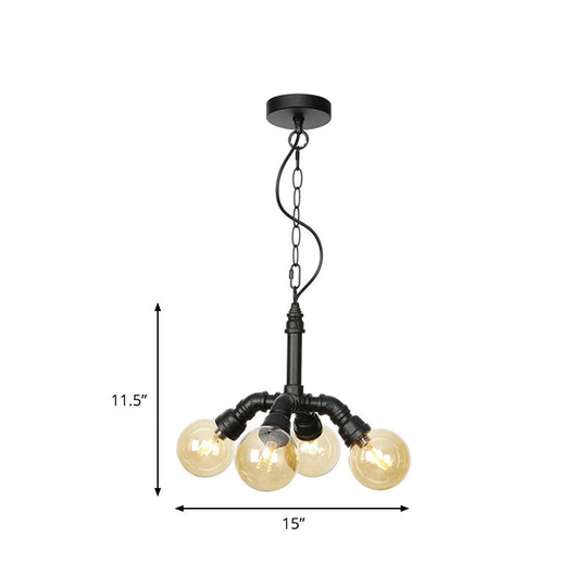 Maasym - Antiqued 2/3/4 - Bulb Chandelier Coffee House Led Ceiling Pendant Light With Sphere Amber