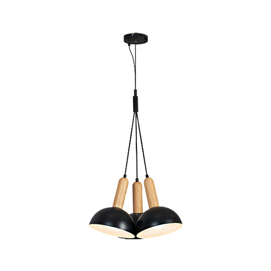 Tatiana - Industrial Metal Domed Hanging Chandelier With Wood Accents