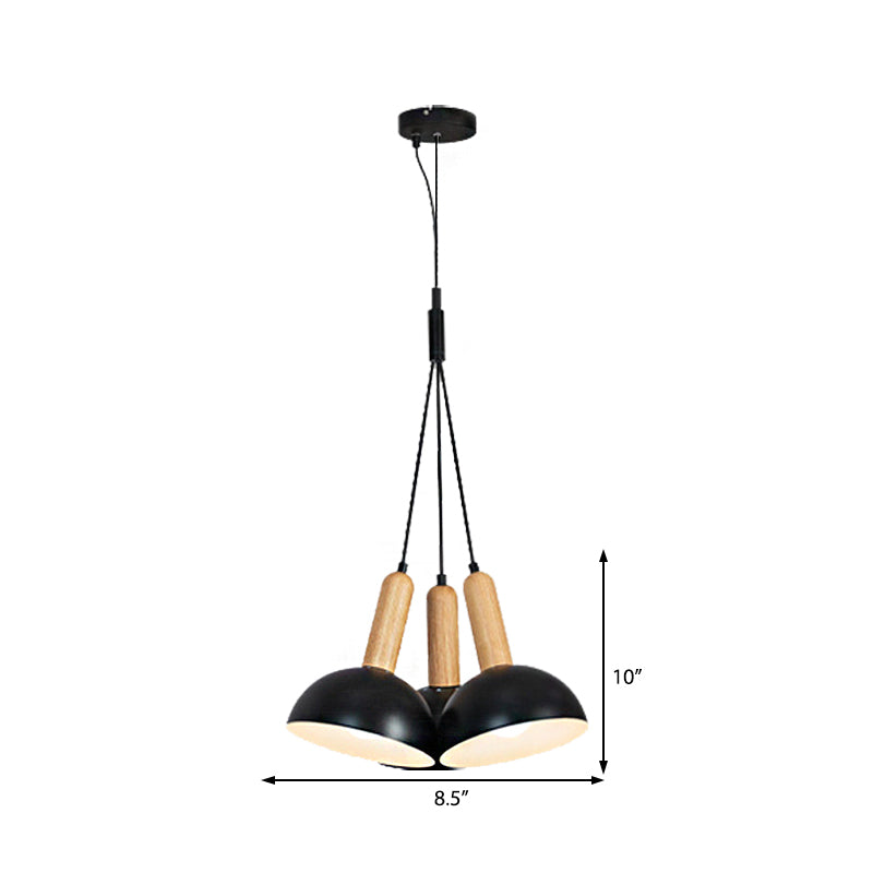 Tatiana - Industrial Metal Domed Hanging Chandelier With Wood Accents