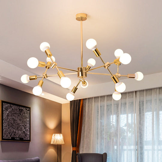 Gold Sputnik Hanging Ceiling Light Modern Nordic 15 Lights Iron Chandelier Pendant Lamp For Living