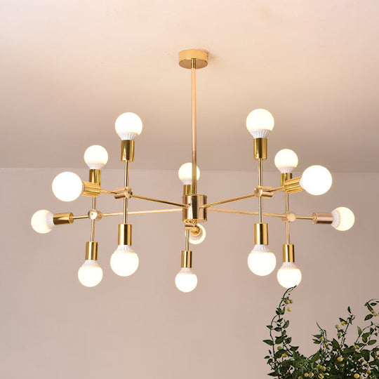 Gold Sputnik Hanging Ceiling Light Modern Nordic 15 Lights Iron Chandelier Pendant Lamp For Living