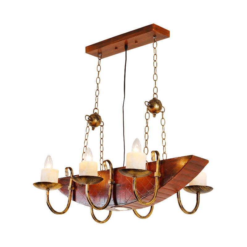 Madelon - Antique Brass Candle Chandelier Lamp Rustic Metal 6 - Light Living Room Hanging Light
