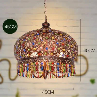 Bohemian Crystal Pendant Lamp Light Wrought Iron Lamps Lights For Kitchen Island Dining Living Room