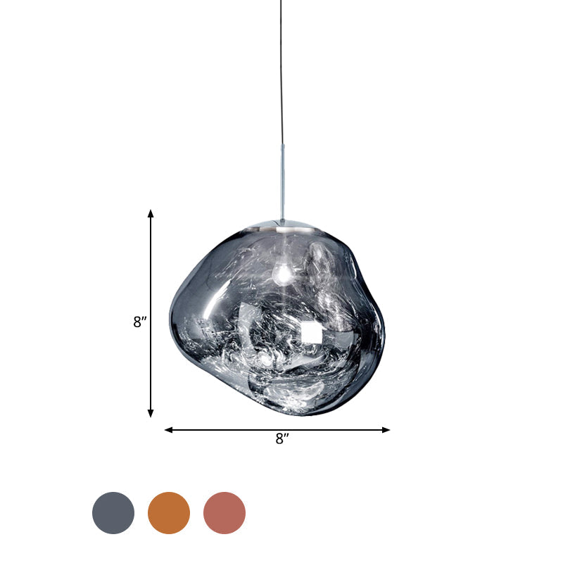 Erika - Stylish Contemporary Irregular Pendant Lighting Silver/Red Glass 1 Light Dining Room