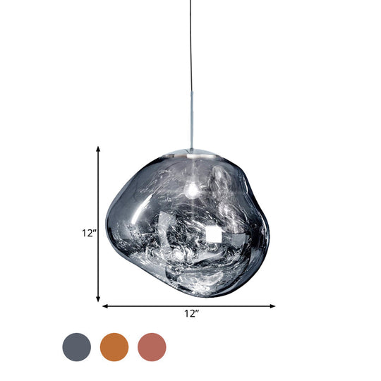 Erika - Stylish Contemporary Irregular Pendant Lighting Silver/Red Glass 1 Light Dining Room