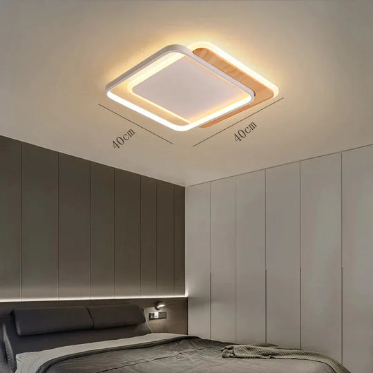 Ceiling Lamp Bedroom Creative Square Modern Simple Study Household Warm Romantic Room White / L
