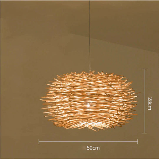 Bamboo Rattan Chandelier Restaurant Homestay Creative Bar Lamp / Dia50Cm Led Light Source Pendant