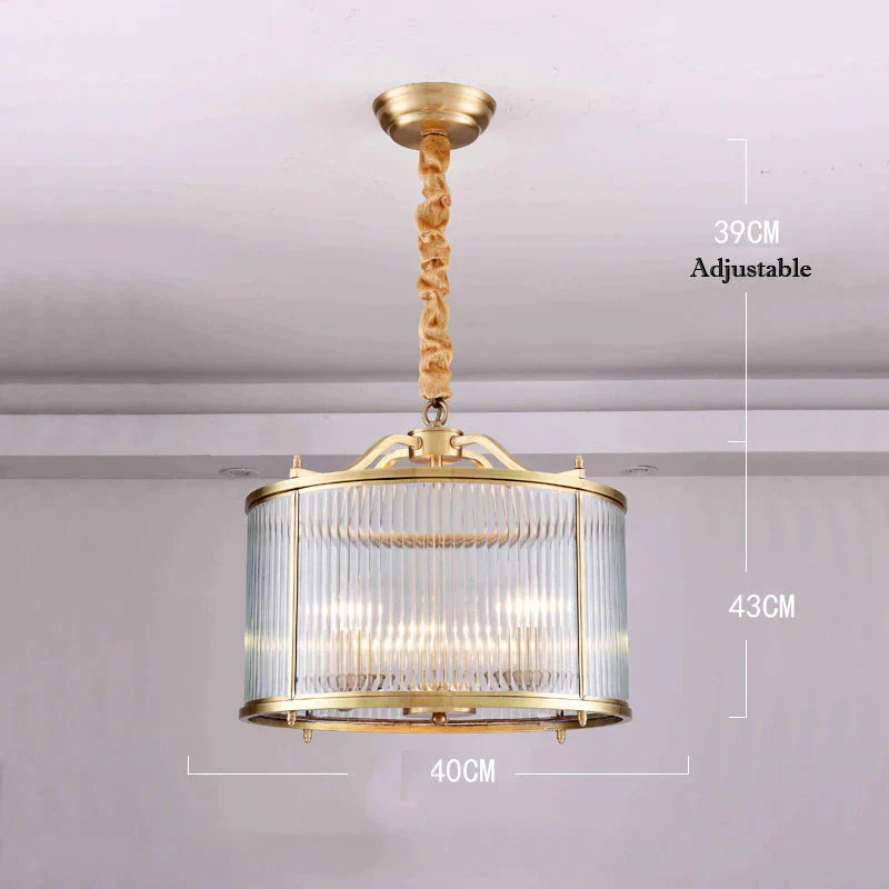 Fashion American Luxury Restaurant Bedroom Copper Chandelier D400*H430Mm Pendant