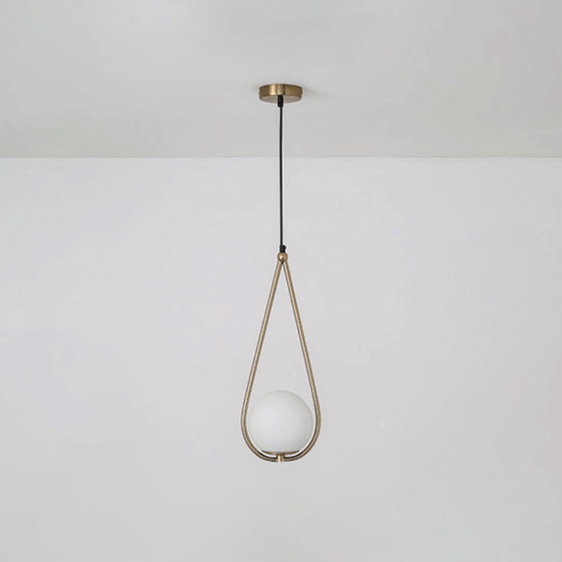 Viviana - Metal Teardrop Hanging Ceiling Light Minimalism 1 Bulb Brass Finish Drop Pendant With