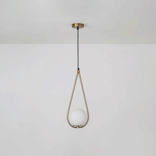 Viviana - Metal Teardrop Hanging Ceiling Light Minimalism 1 Bulb Brass Finish Drop Pendant With