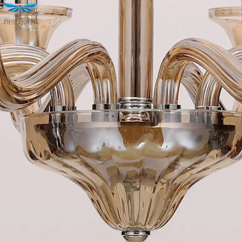 6/8/12 Heads Chandelier Lighting Traditional Tapered Fabric Ceiling Pendant Light In White With