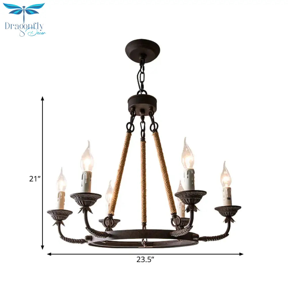 6/8/12 Lights Wagon Wheel Chandelier Lighting Classic Rust Metal Pendant Light Fixture For Dining