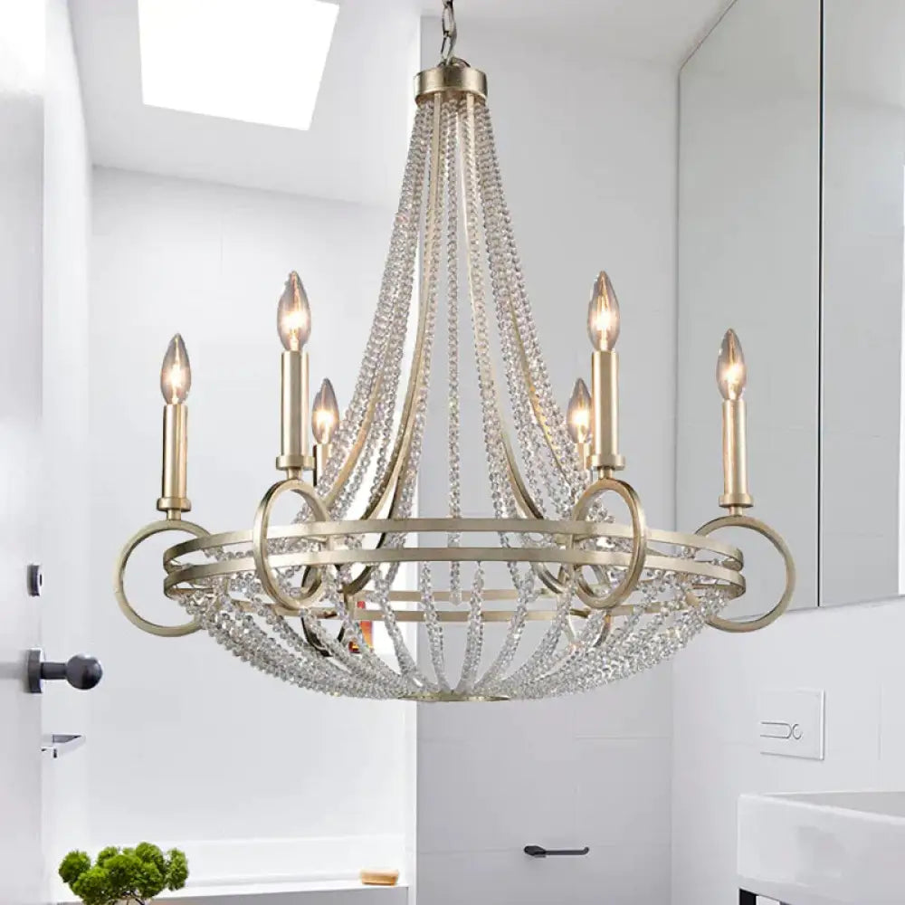 6 Lights Candle - Style Chandelier Traditional Metallic Down Lighting Pendant For Kitchen